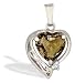 14K White Gold Genuine Heart Smoky Quartz and Diamond Pendant