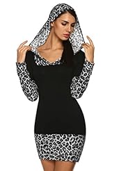 Leopard Print Polyester Long Sleeves Bodycon Dress/Mini Dress 
