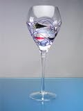 Milano Crystal Blue Swirls 16oz Wine Goblet Glasses (Set of 4)