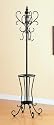 Classic Black Metal Coat Rack Hat Stand w/Umbrella Holder