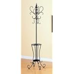 Classic Black Metal Coat Rack Hat Stand w/Umbrella Holder