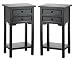 2 Wood BLACK SIDE TABLES/ Nightstand/TABLE 2 DRAWERS