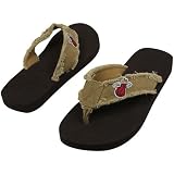 NBA Miami Heat Unisex Frayed Flip Flops - Khaki (Large)