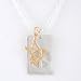 Rectangular Dog Tag Style Peace Sign Pendant in Sterling Silver with Gold Vermeil Dove on an 18" Bead Chain, #8296