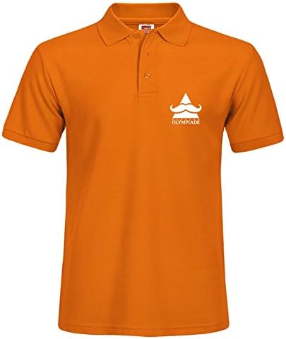 Orange Personal Hipster Olympiade White Style Men Fashion Casual Polo Shirt With Soft Material Size X-large
