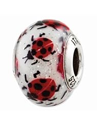 Sterling Silver Reflections Lady Bugs Italian Murano Bead QRS2847