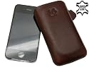 Original Suncase Leder Etui Tasche speziell fuer Apple iphone4 / iphone 4 / Lasche mit Rueckzugfunktion / Braun