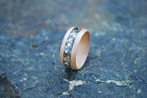 White Oak Bentwood Ring with Abalone Inlay