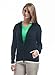Navy-White Women's Cable Knit Sweater - Hooded with Pockets