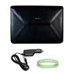 Kroo Amazon Kindle DX Leather BLACK Envelope Style Carrying Case + Kindle Dx Rapid Car Charger + Vangoddy tm, Live*Laugh*Love wrist band!!!( Kindle Dx Not Included )
