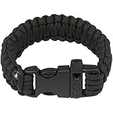 Outdoor Survival Paracord Bracelet Geekpal Includes Fire Starter, Whistle Kits, Knife, 8.6Inch of Paracord Black