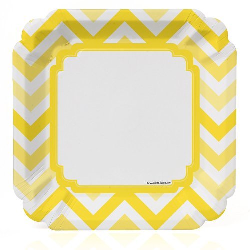 Chevron Yellow - Dinner Plates (8 count)