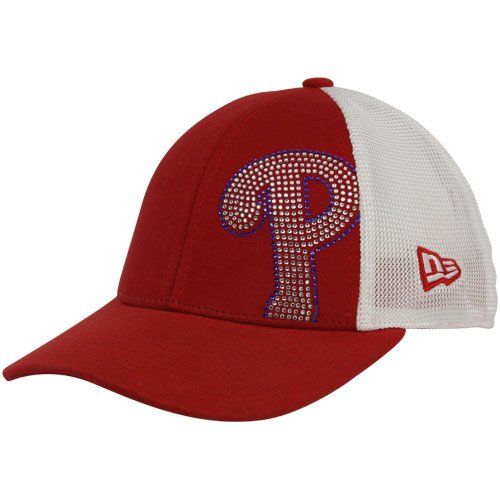 New Era Philadelphia Phillies Youth Girls Red-White Jersey Shimmer Mesh Back Adjustable Hat