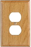 Leviton 89203-OAK 1-Gang Duplex Outlet Wallplate, Light Oak