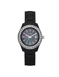 Fossil Womens ES2436 Black Resin Bracelet Mother-Of-Pearl Analog Dial Watch
