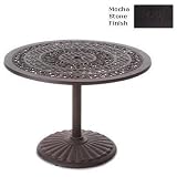 Meadow Decor Amazon 42 Inch Pedestal Cast Aluminum Table - Mocha Stone Finish
