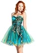 Metallic Peacock Embroidered Holiday Party Prom Dress Junior Plus Size