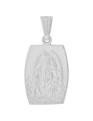 14k White Gold, Guardian Angel with Children Pendant Charm 14mm Wide
