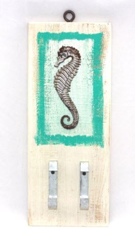 Blackwater Folk Art Distressed Hook Board (Seahorse White)