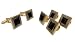 Grooved Pinstripe Black Enamel Cufflink Stud Set (cs10)