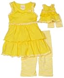 41apd7p7wfL. SL160  Dollie & Me Girls 7 16 Tierred Ruffle Tunic With Bike Shorts 7 12, Yellow/White, 8