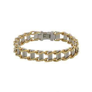 Click here to buy Mens Stainless Steel and Gold Plated Bar Link Bracelet, 8.75 by Amazon.com Collection.