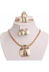 Moochi 18K Gold Plated Africa Style Golden Necklace Jewelry Set Party Dance
