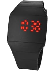 Unisex Touch Digital Red Led Silicone Sports Wrist Watch Watch Black