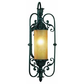 Eurofase 17484-015 Glenhaven 1-Light Medium Wall Sconce, Aged Iron Amber