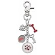 Red Crystal Dog Paw Handbag Charm Keychain