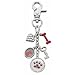 Red Crystal Dog Paw Handbag Charm Keychain