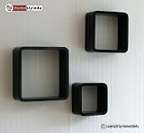 Retro W&uuml;rfel Wandregal Cubes Regal 3er Set schwarz