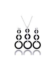 Nickel Free Sterling Silver Pendant & Earring Sets Hanging 3 Open Circle Set