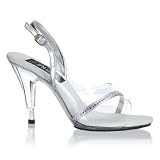 4 Inch Sexy Women's Evening Shoe Stiletto Heel Sling Back Rhinestone Accents Clear