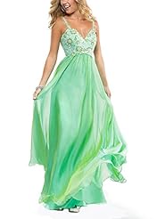 V-neck Chiffon Applique Spaghetti Strap Evening Dress/Party Dress 