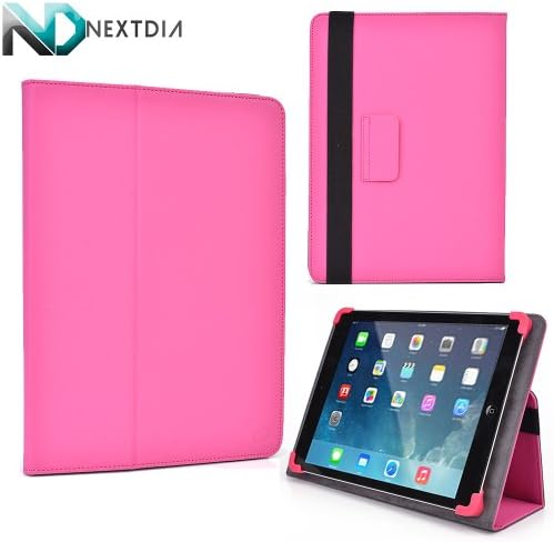 Alcatel One Touch Tab 7 PVC Cover Case Folio Stand with Soft Grip Clips - Universal Style fits Most 8" Devices | Foxy Pink