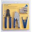 DataShark 70018 Cable TV "F" Compression Bundle with Cable Cutter, Coax Stripper, Compression Crimper, and 10 RG6/RG6-Quad Cable TV "F" Connectors
