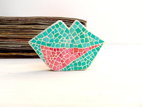 Mosaic Mouth Shape Figure Modern Style EggShell Mosaic on Polymer Clay Home Decor Double-Sided Mosaic