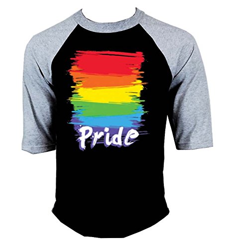 Rainbow Pride Gay Equal Rights Baseball T-Shirt Gray/Black Men's S-3XL
