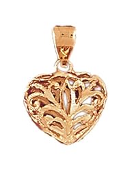 Dazzlers Solid 14k Gold 3D Filigree Heart Charm Pendant Available in three colors from jewelsberry (weights: 1.6 grams only)