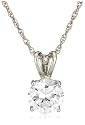 Platinum Overlay Sterling Silver 8 mm Round Cubic Zirconia Pendant