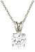 Platinum Overlay Sterling Silver 8mm Round Cubic Zirconia Pendant