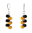 Earrings - E91 - Side-Drilled Fire Polished Glass Beads ~ Black and Topaz (Black and Gold)