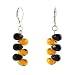 Earrings - E91 - Side-Drilled Fire Polished Glass Beads ~ Black and Topaz (Black and Gold)