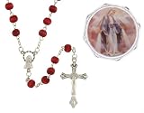 Our Lady Of Grace - Rose Scented Wood Rosary In Plastic Case - 4mm Bead - 27in. Necklace - 19in. Overall Length
