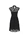 Simple Retro Women's 1950s Mock Neck Cap Sleeve Lace Cocktail Pleated Dress