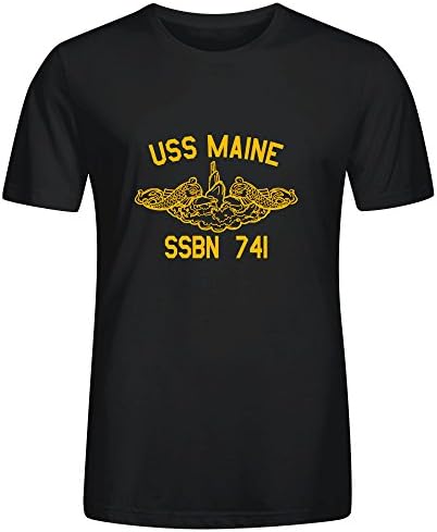 MEGANHO Design US Navy USS Maine SSBN 741 Man T Shirts Cotton O neck Black
