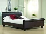 Aurora Brown Leather Double Sleigh Bed