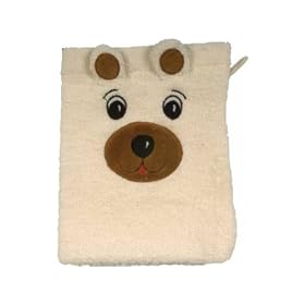 Sensei - 23125.001 - Lot de 3 gants De Toilette En Forme D'Ours - Ecru - 22 cm X 16 cm