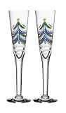 Kosta Boda Christmas Tree Flute Pair